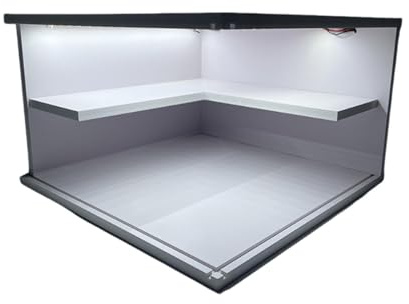 Folpus Vitrine transparente avec éclairage LED pour collection de voitures miniatures, bijoux, cosmétiques, jouets, voitures miniatures et souvenirs, 2 Couches