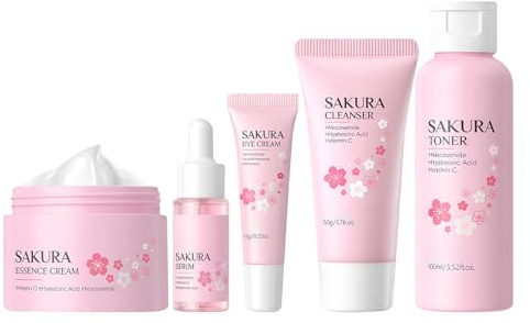 Set de Soins pour la Peau pour Femmes | 5 Pièces Crème aux Extraits Végétaux | Coffret Soin Visage,Pour Peau Sèche Sensible Maison Voyage Adolescentes