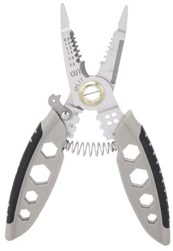 Qudinip 16 in 1 Electrician Pliers 7 Inch Cable Stripper Tool for Wire Crimping Stripping Winding Cutting Pulling Gray