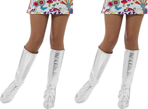 Smiffys GoGo-Stiefelüberzieher, Silber Halloween (Packung mit 2)