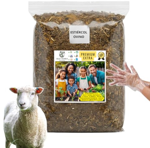 Estiércol de Oveja Curado 2 Años - Abono Ovino Orgánico Premium 100% Natural en Polvo Fino (3L) Fertilizante - Sin Olor para Huerto, Jardín y Plantas - Nutrientes para Crecimiento Explosivo