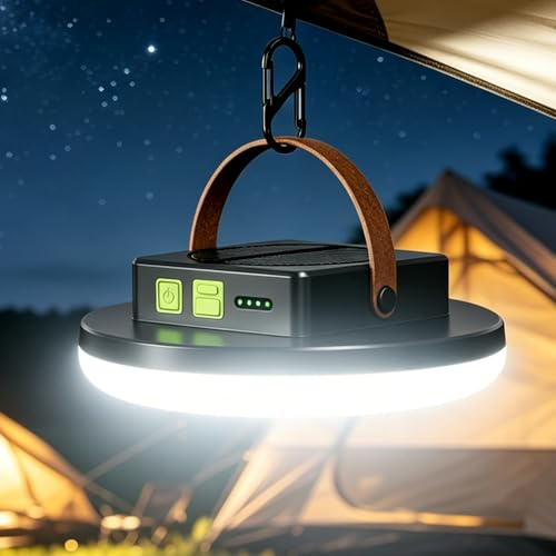 Campinglampe Solar, 11200 mAh Aufladbar Zeltlampe mit 70 m² Beleuchtungsfläche, Zum Aufhängen, Verstellbares Licht, Tragbares Camping Licht für Outdoor, Notfall & Wandern, Spritzwassergeschützt