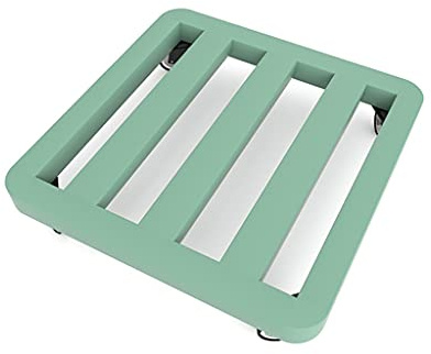Carrello per piante da 35 cm, supporto per piante in ferro in vaso, carrello per piante in metallo con ruote, carrello per vasi, per giardino e interni, design robusto e stabile (colore: verde)