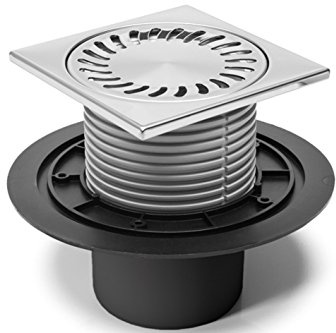 MKK – 18023 – 006 – DN110 Scarico da giardino per balcone e giardino, scarico da bagno, interno doccia, in acciaio inox, rettangolare, flangia di plastica