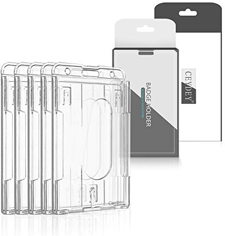 CEYDEY Ausweishülle für Ausweise, vertikal, 2-3 Karten, Hartplastik, transparent, beidseitig, strapazierfähig, Kreditkartenhülle, transparent, 5 Stück