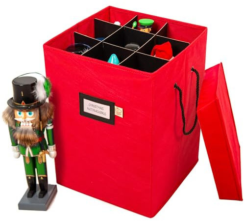 [16 Inch Tall Nutcracker and Figurine Collectibles Storage Boxes] - Large Ornament Bag for Holiday Decor Storage - Great for Storing 9 Carolers, Santa Figure, or Nut Cracker Ornaments
