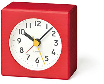 Lemnos Wecker Analog Ohne Ticken - Reisewecker in Japanischer Qualität Aus Holz Gefertigt - Batteriebetrieben - Farbe Rot