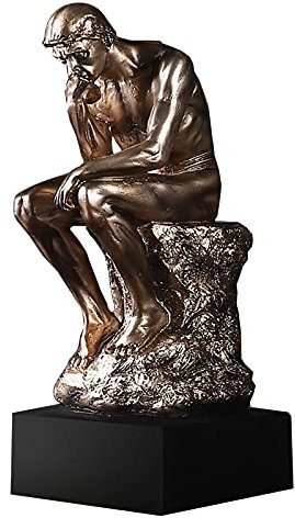 Harz Der Denker Statue Sammlerstück,Berühmten Thinking Man Skulpturen,Kunst Männlich Skulptur Inspirierende Figur Handwerk Für Wohnzimmer Startseite Büro Dekor Geschenk-Bronze 12x12x29.5cm