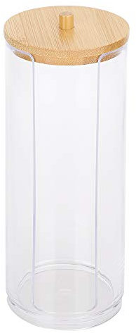 Jenngaoo Almacenaje Bastoncillos, Organizador Contenedores de Almohadillas de Algodón, Dispensador de Algodón Plástico Transparente (Lado cilíndrico Largo Abierto)