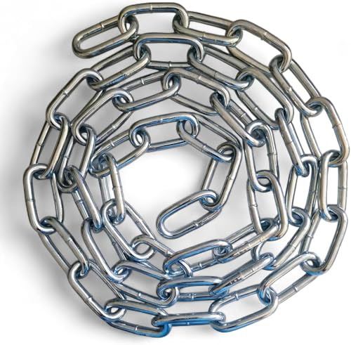 Robuste verzinkte Stahlkettenglieder, extra stark, lange Länge, geschweißtes Heißmetall, glänzend, verchromt und poliert, DIY für Zaun, Tor, Fahrrad, Sicherheitsschloss (10 mm, 1,5 Meter)