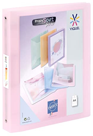 Viquel - Raccoglitore flessibile A4 MAXI personalizzabile - 4 anelli - dorso 4 cm - Per documenti A4 - Rosa traslucido