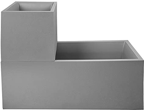 Ondis24 2 x Pflanzkübel Vulkan, 100+40 Liter Volumen, Blumenkasten mit Wasserspeicher, stapelbar, Balkon, Blumenkübel Set (anthrazit) Basalt (grau)