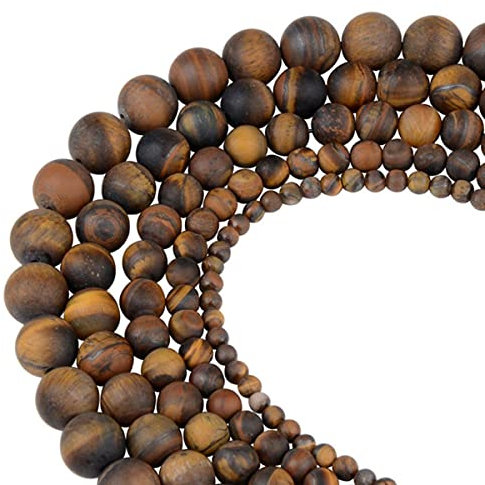 Polnische runde matt gefrostete Tigerauge-Türkis-Achat-Natursteinperlen Amazonit-lose Perlen für Armband-Schmuckherstellung-Tigerauge, 4 mm, ca. 92 Stück