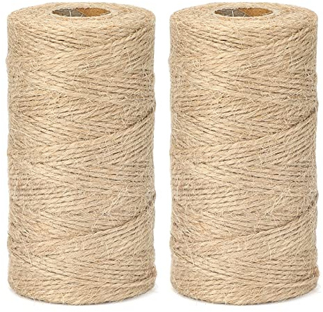 G2PLUS Jute String Twine 1.5MM, 2x100M Natural Garden Jute Rope, 2 Ply Art and Crafts Linen String Brown for DIY Craft; Gardening Use