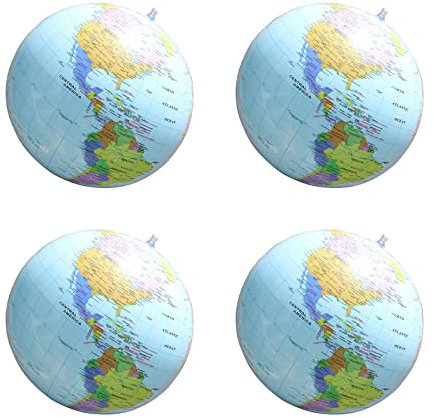 Globo Terráqueo Inflable, Globo Terráqueo Hinchable, Inflatable Globe, Bola de Tierra Inflable de 16 Pulgadas, Globo Educativo Inflable para Jugar en la Playa o Enseñar, para Niños Estudiante, 4 Pack