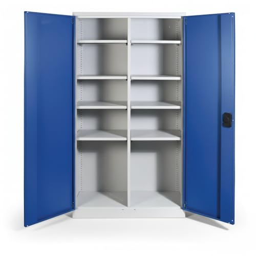 Horison Industries Garage Storage Cabinet 1950x1000x450mm 2 Doors 8 Shelves, Metal Lockable Cabinet, Metal Cupboard with Doors, Office Storage Cabinets with Lock for Utility Room, Heavy Duty Cupboards