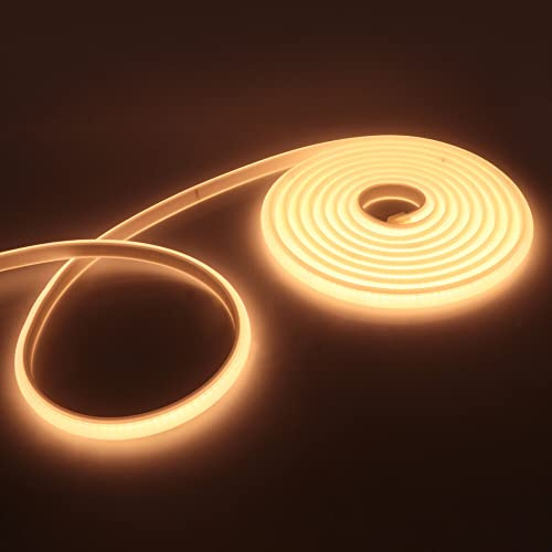 HEGEHE COB Neon LED Streifen, 230V 288leds/m Superhell Hohe Dichte, Diffusion Neon Flex LED Schlauch für Innen Aussenbereich Heim Küche DIY Deko (Warmweiß, 12M)