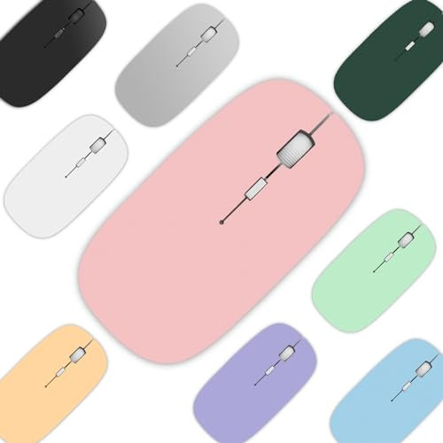 aichiw Mouse Bluetooth Senza Fili, Regolazione DPI a 3 Velocità, Leggero e Portatile, Compatibile con Computer Portatile/iPad/iPhone/Mac/PC, Batteria AA Necessaria (non inclusa)(Rosa)