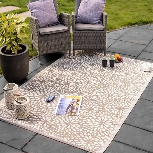 Marco Paul Grand tapis d'extérieur imperméable et réversible en plastique léger et pliable pour terrasse - Résistant aux UV - Pour intérieur et extérieur - 150 x 210 cm