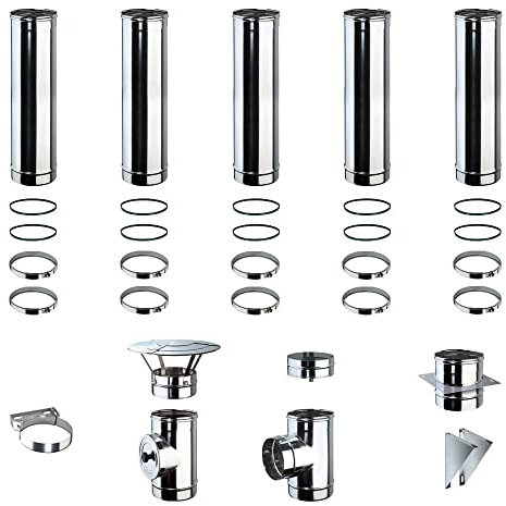 Kit Fumi Diametro 100 Mono Parete in Acciaio Inox, Altezza 5,48m, Kit scarico fumi per Stufa a Pellet e Legna, Caldaie, Camini | Brico Kit