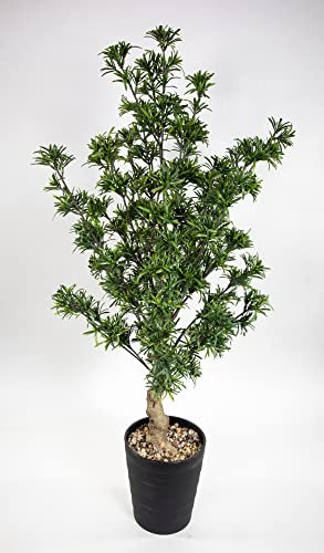 Bonsai Steineibe 100x55cm GA künstlicher Baum Kunstbaum Dekobaum Kunstpflanzen Podocarpus Seidenblumen Roß