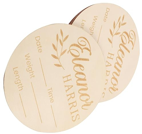 5 Stück Herzförmiges Geburtsanzeigeschild für Neugeborene | Beige, für Name Gewicht Größe und Geburtszeit, als Foto und Erinnerungsschild