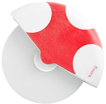 FISURA - Tagliapizza originale. Tagliapizza con rotella divertente. Coltello per pizza in acciaio inox e ABS. Misure: 7,5 centimetri x 5,5 centimetri. (Fungo, rosso)