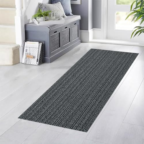 YANHONG Teppich Läufer Flur Küche 40 x 130 cm Anpassbar rutschfest Velours Küchenläufer Nützlich Küchenteppich mit Anti-Rutsch Unterseite für Esszimmer, Küche, läufer Flur, Schwarz