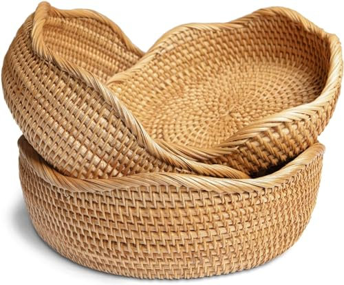 2 cestini per la lievitazione del pane, 23 cm, rotondi, con fodera in tessuto di lino, per panettieri artigianali e professionisti