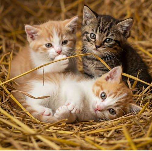 Outdoor Dog or Cat Bedding - Clean, Dry and Soft Decorative Straw for Stray Cats Dogs Yard Farm Pets Garden Mulch Grass Cover (5 Pounds)