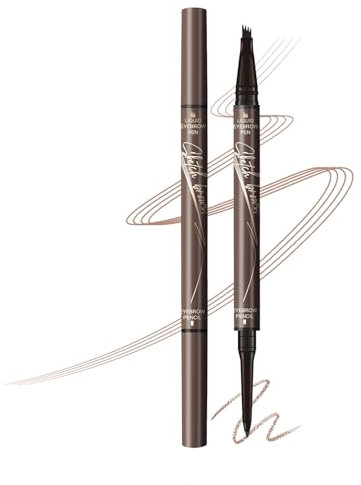 Music Flower Dual-Ended Augenbrauenstift Ultra-feiner Bleistift und Vier-Spitze flüssiger Augenbrauenstift für schnelle und präzise Brow Definition, Augen Make-up Geschenke für Frauen, Kastanienbraun