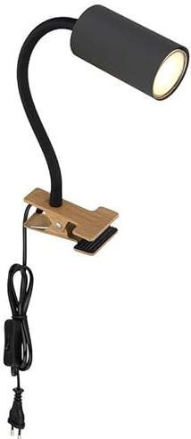PRENDELUZ Wandleuchte mit Schalter, 1 x GU10, 35 W, 230 V, schwarzes Holz-Finish, ideal für Beleuchtung in Wohnungen und Büros.