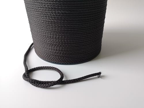 5mm Cord Drawstring Rope Polypropylene Strong String Craft Lacing Braided DIY (Black, 5 meters / 16 ft)