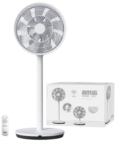Amig - Stand- und Tischventilator GALAIR WIFI-01 - Leise 13 dB - 26 Geschwindigkeiten - Vertikale und horizontale Oszillation - Niedriger Verbrauch 27W - Fernbedienung und App - LED-Licht