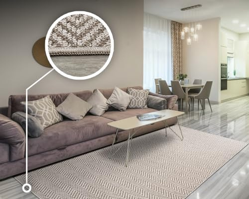 Tadi & Imperio1979 Alfombra Espiga Beig - Rústica Efecto Lana para Comedor, Salón y Recibidor