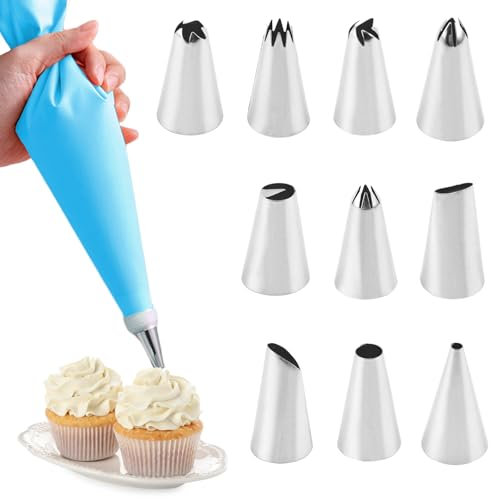 Silicone Piping Bags and Nozzles, Reusable Pastry Icing Bags and Nozzles Set for Decorating Cakes, Pastries & Cupcakes