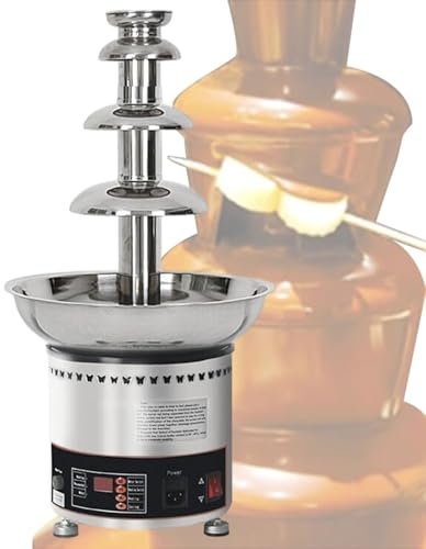 Electric Chocolate Fondue Fountain Machine, Melt Dipping Melting Waterfall Fondue Fountain, Commercial Large Stainless Steel Wedding Candy Fountain, with Digital Control,4tiers