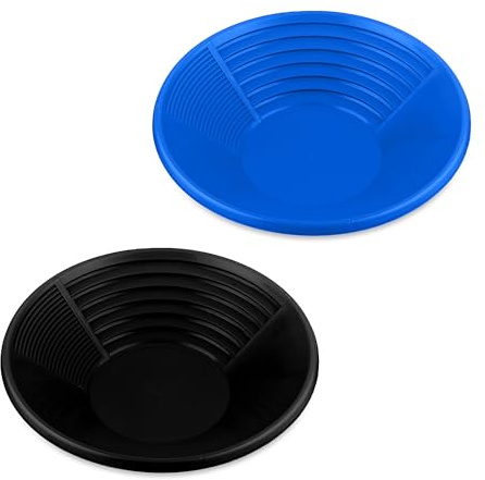 Relaxdays Batée d'orpaillage, en Lot de 2, 3 Zones, en Plastique, H x D : 8 x 38 cm, Noir et Bleu