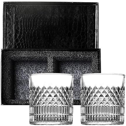 SHZMJL Set de 2 verres à whisky, 11 OZ Bourbon verre coffret cadeau, Vintage Rock verres à vin, hommes et femmes whisky verres à vin set, boire Bourbon, scotch whisky, cocktails, rhum, Cognac Brandy,