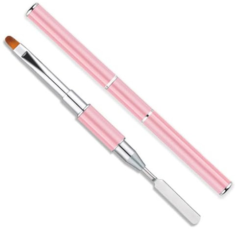 vgggrd Dual-ended Nail Art Penna,Spazzola per Unghie UV,2 in 1 Nail Art Brush Dual Ended Polygel Spazzola,Strumenti Gel UV Acrilico Unghie Extension Nail(Rosa)