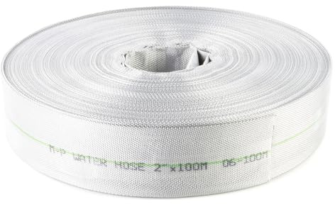 Flexibel slang för brandpumpar | Ø52 mm/2 tum | Längd 100 m | för smutsigt rent vatten avloppsvatten | termisk och mekanisk beständighet | polyester