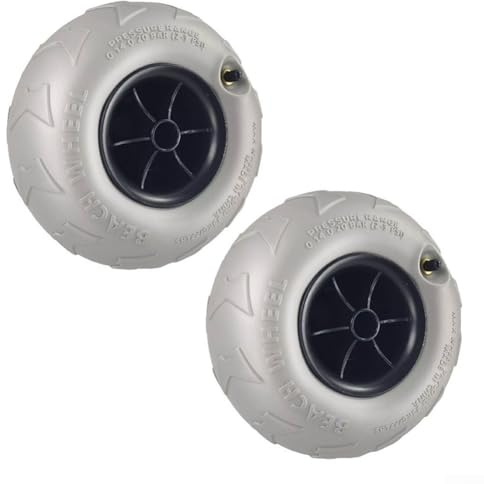 Lot de 2 roues de rechange pour pneus de brouette, roues larges pour ballons de plage, camping, chariot de remplacement