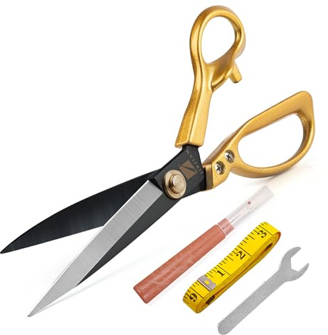 Stoffschere, 25,4 cm, scharfe Schneiderschere, strapazierfähig, für Stoffmaterial, Kleidung, Leder, Schneiden mit Nahttrenner (Gold, Schwarz)
