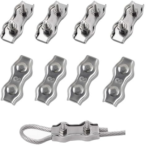 huruirui M3 Morsetti per Cavo Acciaio Morsetti Stendibiancheria Inox 304 Duplex Serracavo Acciaio per Fune D'Acciaio Diametro 3mm morsetti Serracavo Clip 8pcs