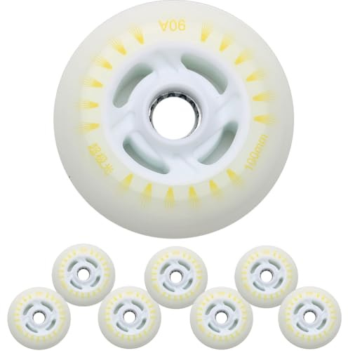JCCHT Leuchtende Inline-Skate-Räder, 90 mm, 100 mm, 110 mm, 8 Stück, LED-Blinkrollen, 90A PU, für den Ersatz von Rollern im Innen- und Außenbereich,Colored Light,90mm