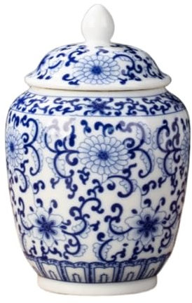 IWENZHKPA Pots Gingembre Vase Décoratif Pots De Gingembre Décoratifs, Pot De Temple en Céramique De Porcelaine Chinoise Ancienne avec Couvercles Scellés, Cuisine À Domicile Pot Rangement(B)