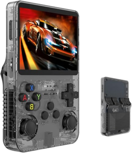 R36S Retro Handheld Video Game Console, 3.5Inch IPS Screen Video Player 64g TF Card 10,000+ Games Retro Handheld Game Console, With Open Source Linux System (Black)