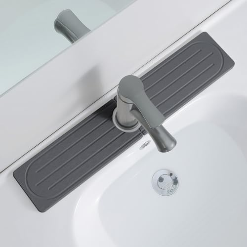 Wasserhahn Matte Abtropfmatte Für Küchen Spüle, Diatomit Schneller Trocknungsstein, Schutz Vor Feuchtigkeit, Spülbeckenschutz Spritzschutz Für Die Küche, Badezimmer Schalter (Grau 01,50*10cm)