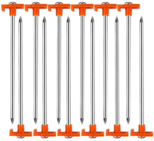 Zmpkhba 8 Pack Tent Stakes, Galvanized Non-Rust Camping Tent Pegs, 7.1 Inch Heavy Duty Ground Stakes Canopy Anchors - Orange Hiking (8, Orange)