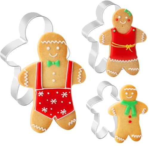 Moldes Galletas Navidad, 3 PCS Molde Galletas Jengibre, Cortadores Galletas Navidad, Christmas Cookie Cutter, Moldes Galleta, Molde Navidads para Galleta, Pasteles, Chocolate, Repostería (3PCS-B)